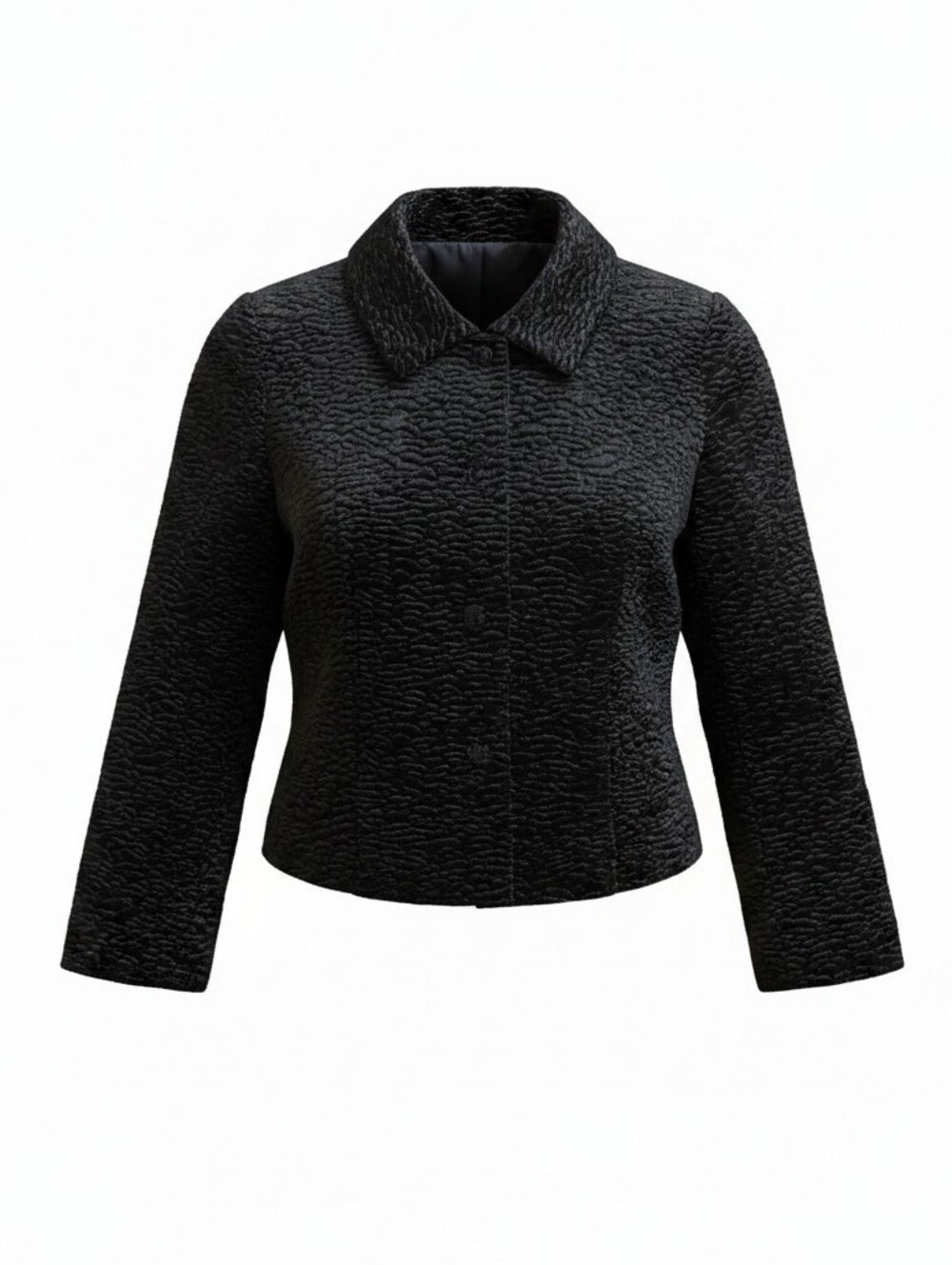Textured Black Cropped Blazer - Women's Jacket